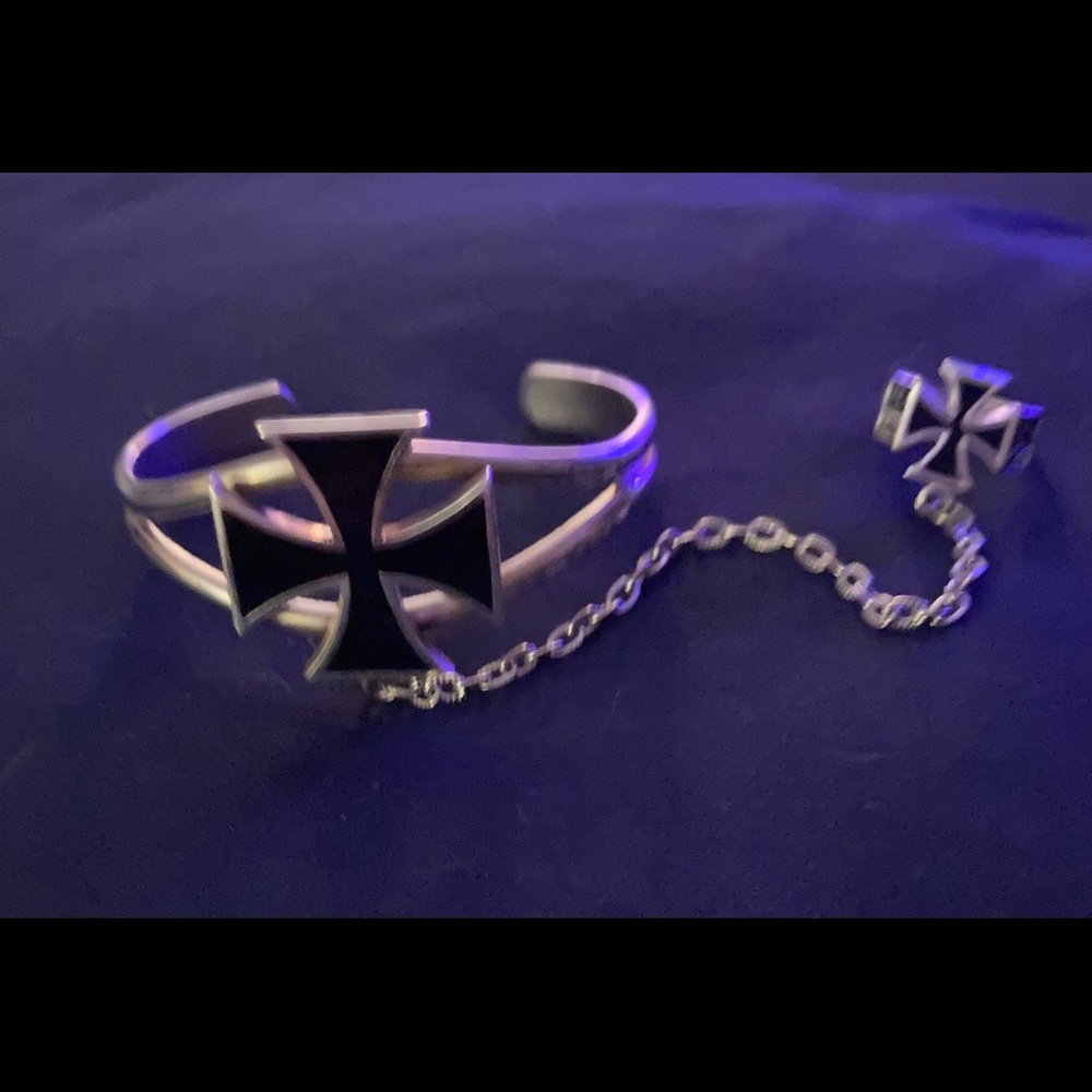 Ladies Iron Cross Slave Bracelet